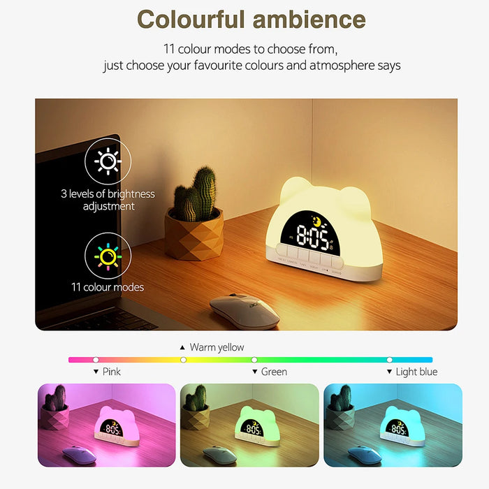 Bear-Shaped Sunrise Alarm Clock — Digital Wake-Up Light & Night Lamp