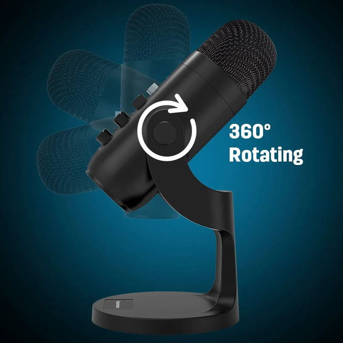 PC Mac Gaming USB Microphone - Condenser Mic with Phone Adapter, Headphone Output for Recording & Streaming - Ideal for Podcasting and Computer Use