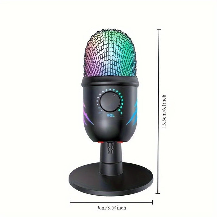 USB Condenser Microphone V5 for Streaming, Karaoke & Gaming – Noise‑Cancelling Tabletop with Phone Stand