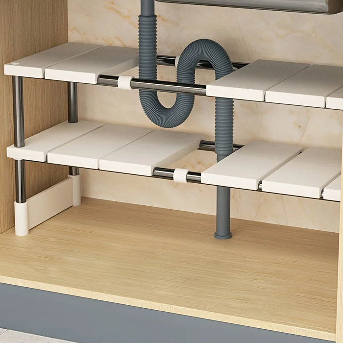 Adjustable Under-Sink Storage Rack — Expandable Kitchen & Bathroom Organizer (Single/Double Layer)