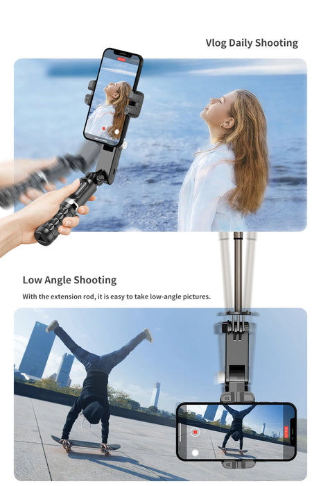 Q18 360° Follow-Tracking Gimbal — Selfie Stick Tripod with Fill Light for iPhone & Smartphones