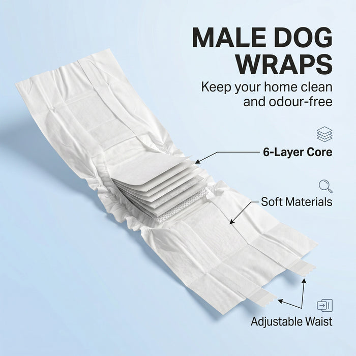 PawHut Dog Diapers Super Absorbent Leak-Proof Dog Nappies for Male Dogs Size L 62-80 cm Waist