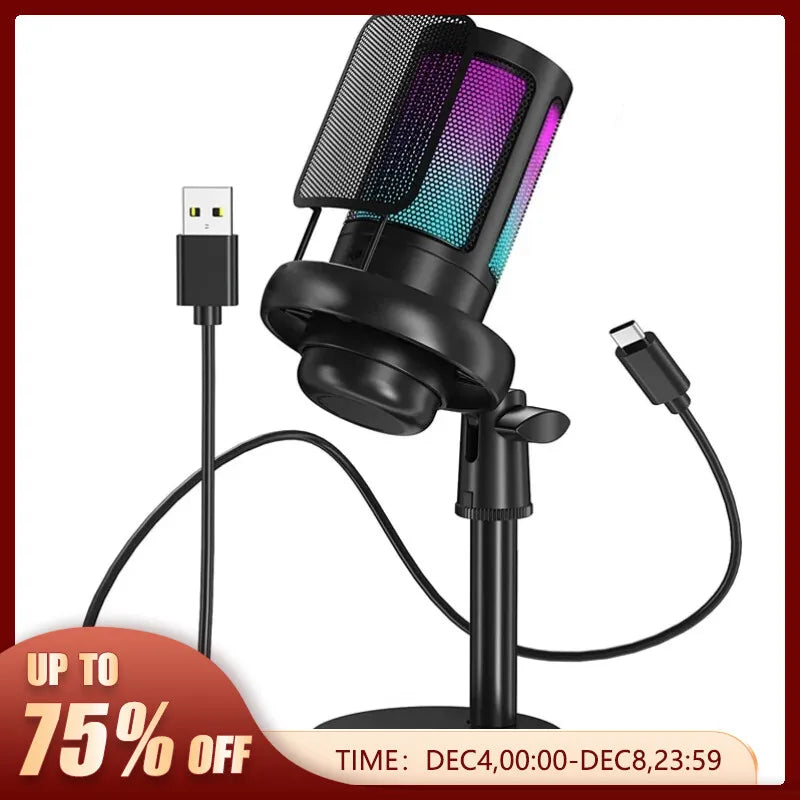 A6V A8 Mic - USB Professional Studio Condenser Microphone for PC Computer - Perfect for Recording, Streaming, Gaming, and Karaoke Singing