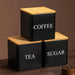 Set of 3 Metal Canisters with Bamboo Lids – 500ml Coffee, Tea & Sugar (Black or White)