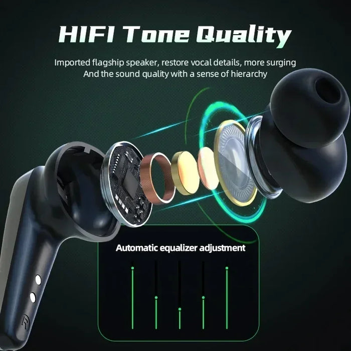 TWS Bluetooth 5.3 Gaming Earbuds – Low Latency Stereo with ANC & Mic