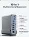 15‑in‑1 USB‑C Docking Station — Dual HDMI & DP 4K@60Hz, PD100W, Gigabit Ethernet, SD/TF, Audio