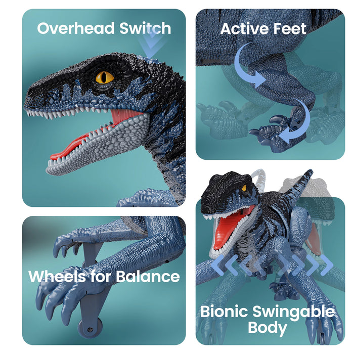 Sinovan - 2.4GHz Remote Control Walking Robot Velociraptor Dinosaur Toy - Perfect Gift for Boys Aged 3-5