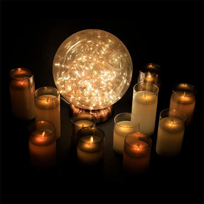 Set of 3 LED Glass Flameless Candles with Remote & Timer — 3 Sizes, 3 Colours