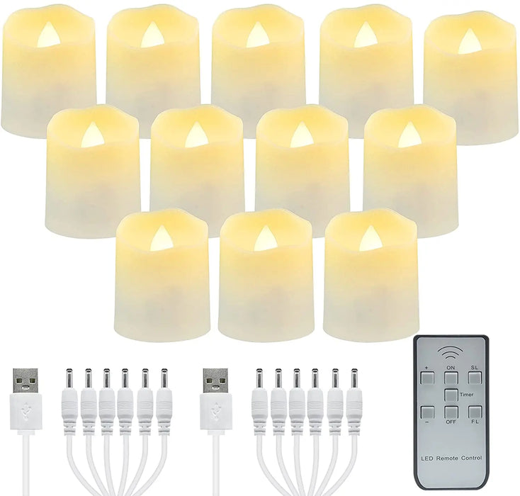 Rechargeable LED Tea Lights with Timer & Remote — Flameless Candles for Weddings & Home