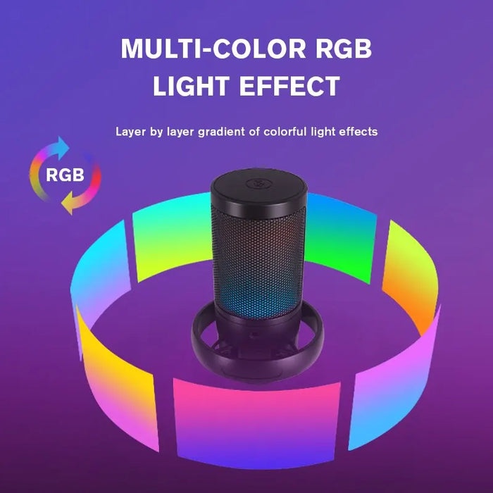 RGB Gaming Microphone - Adjustable Arm Stand, USB Desktop Condenser Mic for Recording - Perfect for Podcasting, Streaming, YouTube Content Creators