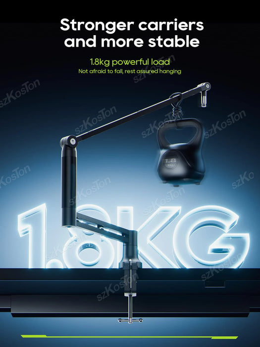 Adjustable Low‑Profile Microphone Boom Arm with Cable Management — Extended Riser (Fits AM8, K688, A8)