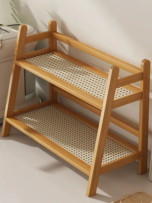 2-Tier Bamboo Spice Rack - Foldable Kitchen Counter & Cupboard Organiser