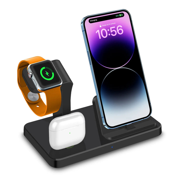 Apple Wireless Charger Stand Dock - 3 in 1 Multiple Devices Fast Charging Station for Apple Watch 9 8, Airpods Pro, iPhone 14 13 12 11 - Ideal for Apple Users Needing Simultaneous Charging Solutions