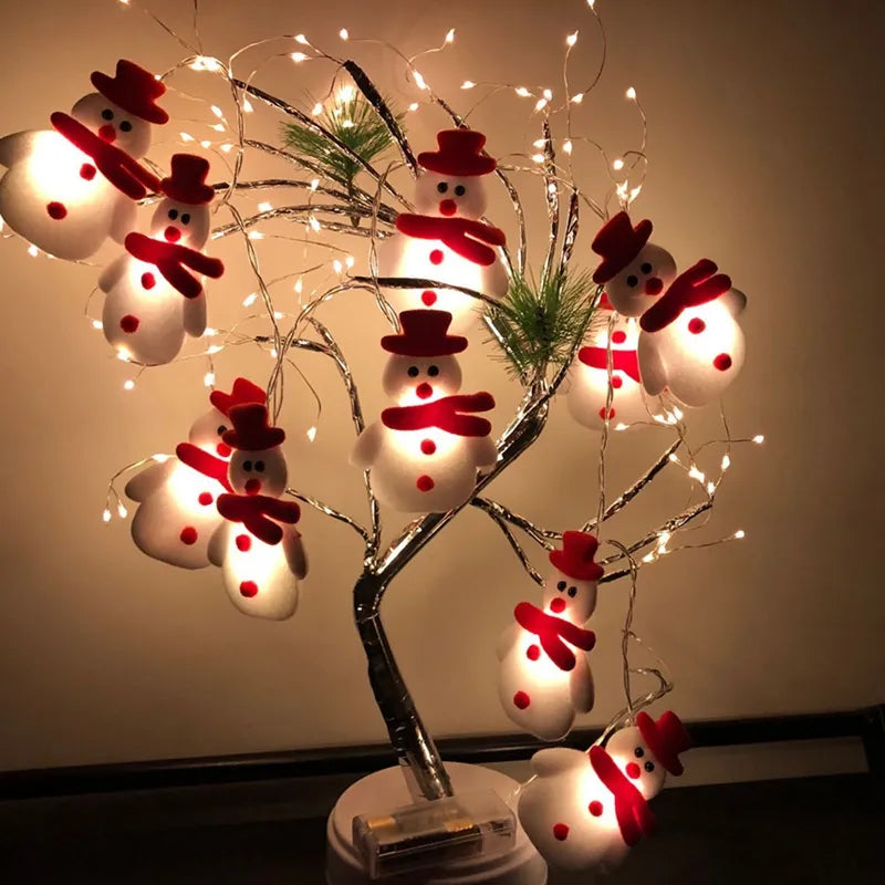Snowman Decorative Christmas Tree Garland Lights and Hanging Ornaments - Ideal for Home Christmas Decorations