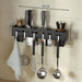Stainless Steel Wall-Mounted Knife Holder — Nail-Free, Black (30/40/50cm)