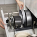 Expandable Stainless-Steel Pot & Pan Rack with 7 Dividers – Pull-Out Cabinet & Countertop Organiser