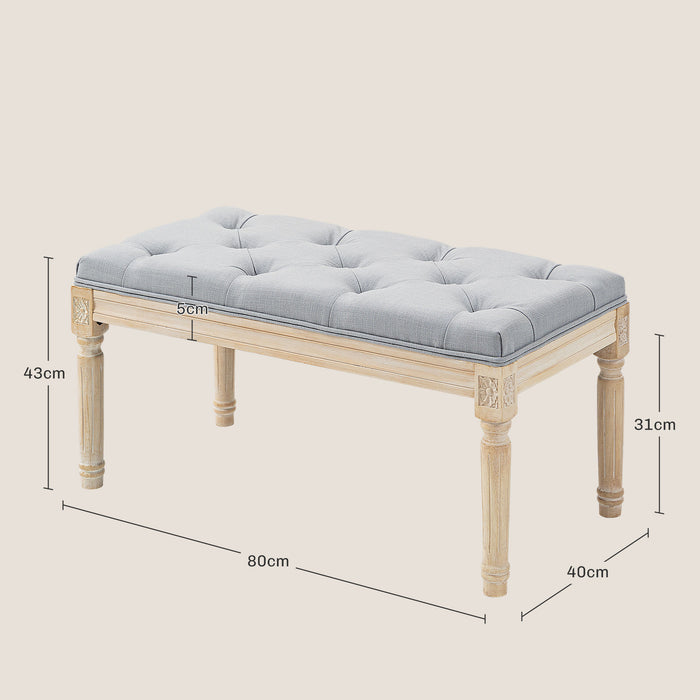 HOMCOM End of Bed Bench Tufted Upholstered Bench, Light Grey