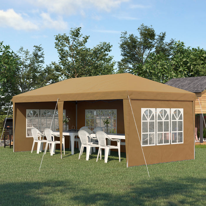Outsunny 3 x 6m Pop-Up Gazebo, with Removable Walls -  Khaki