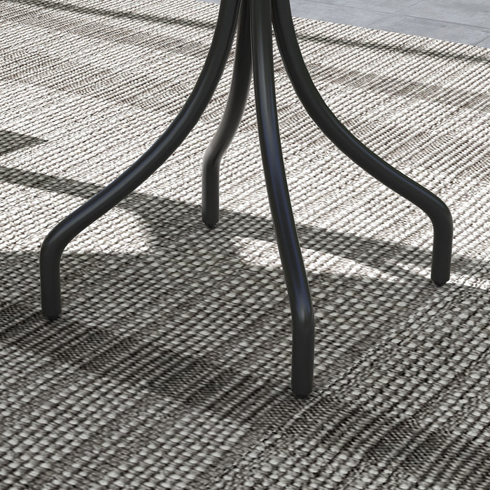 Outsunny Φ66cm Garden Side Table, Round Bistro Coffee Table, Outdoor Patio Table with Steel Frame and Slat Tabletop for Balcony and Porch, Brown Wood Grain