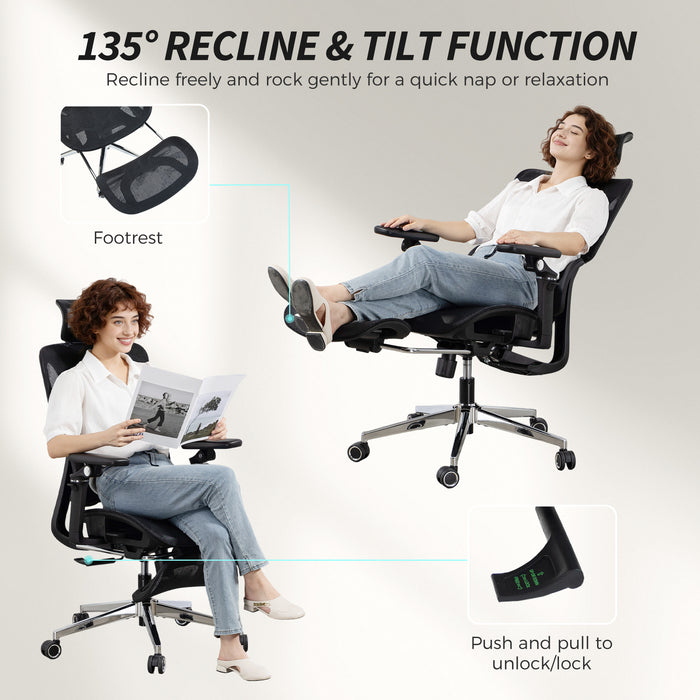 HOMCOM Ergonomic Office Chair, High Back Mesh Desk Chair, Black