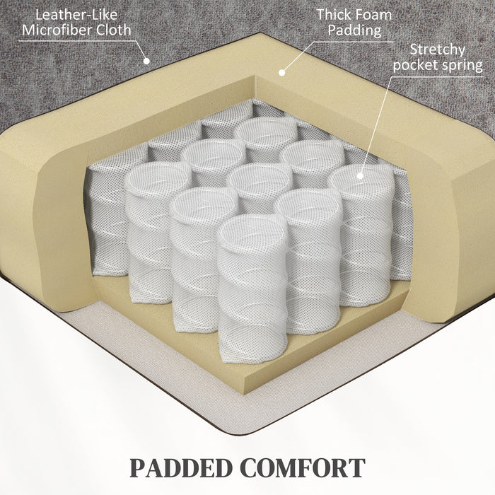 HOMCOM Microfibre Manual Reclining Armchair, with Footrest - Grey