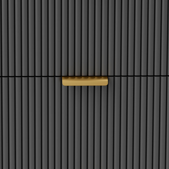 HOMCOM Bedroom Chest of Drawers with 4 Drawers, Fluted Dresser with Gold Tone Handles, Storage Cabinet for Bedroom, Living Room, Hallway, Entryway, Black