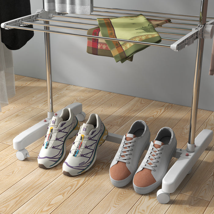 HOMCOM 3 Layers Folding Cloth Hanger Stand-White/Silver | Aosom UK