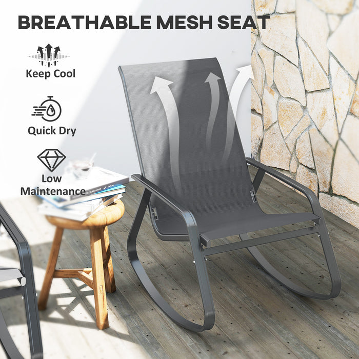 Outsunny Set of Two Rocking Garden Chairs - Grey