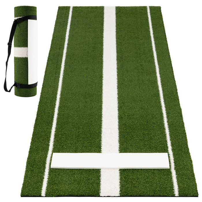 Softball Pitching Mat 10 x 3 FT Softball Training Aid with Pitching Mound-