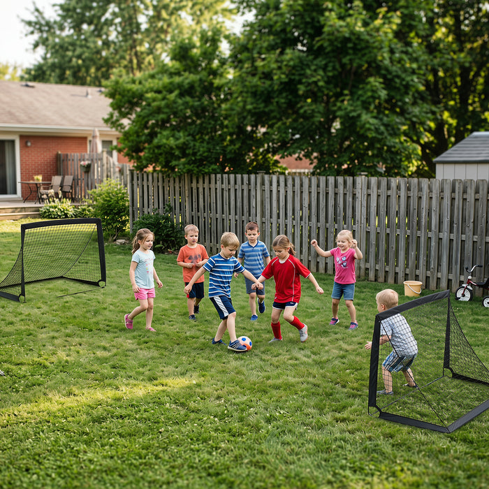 120 x 92 cm Set of 2 Pop Up Football Nets with Carry Bag and 8 Ground Stakes