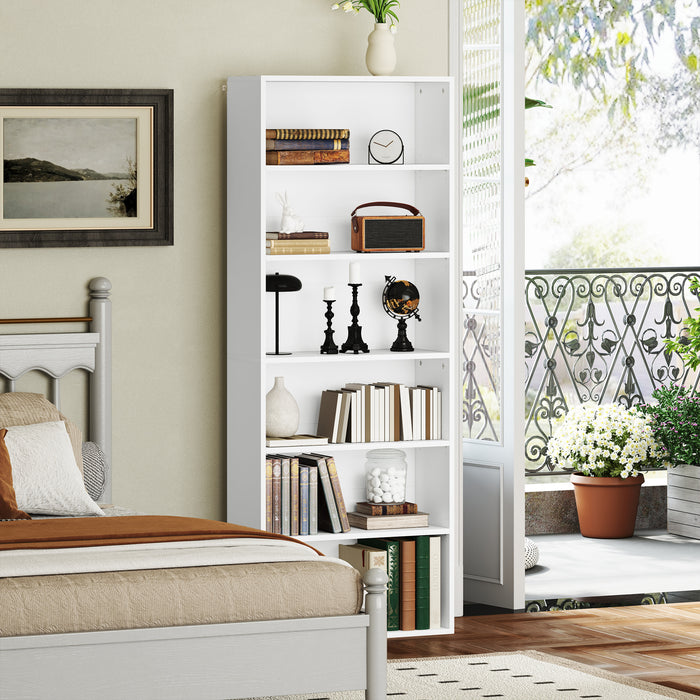 HOMCOM Six Shelf Bookcase - White