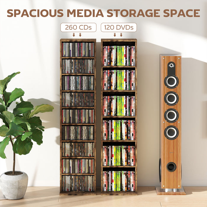 HOMCOM 260 Narrow CD Storage Unit - Rustic Brown