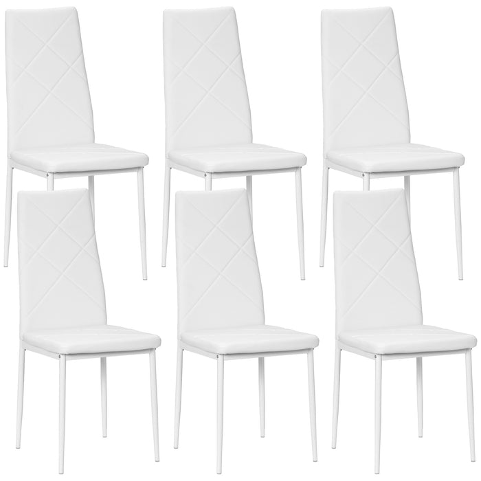 HOMCOM Set of 6 Faux Leather Dining Chairs - White
