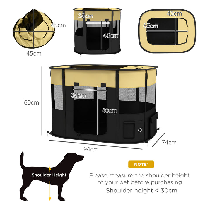 Foldable Canine Playpen - Indoor/Outdoor Pet Enclosure with Convenient Storage Bag - Ideal for Puppy Play & Training, Yellow