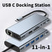 USB‑C 11‑in‑1 Docking Station — 4K HDMI, VGA, 100W PD, 100Mbps Ethernet, SD/TF & Audio for MacBook