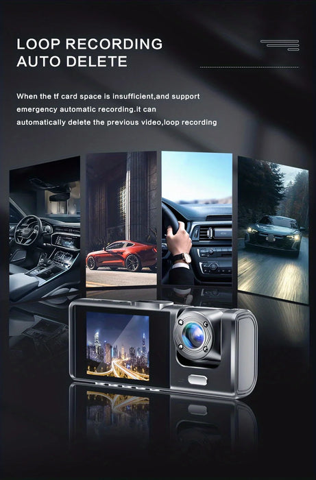 Dash Cam with IR Night Vision, 2" IPS Screen, 1080P Full HD, Loop Recording — 2/3 Camera DVR