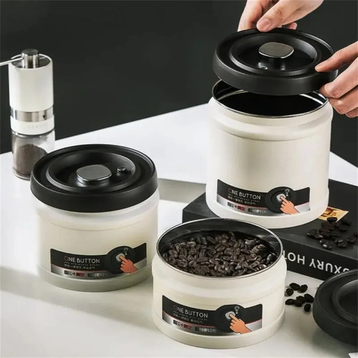 Stainless Steel Vacuum Coffee Canister — Airtight Storage for Beans, Tea & Dry Foods