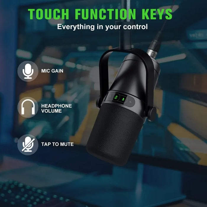 USB/XLR Dynamic Microphone for Broadcast Podcast & Recording Studio, Versatile Music & Speech Mic - Designed for Professional Audio Production