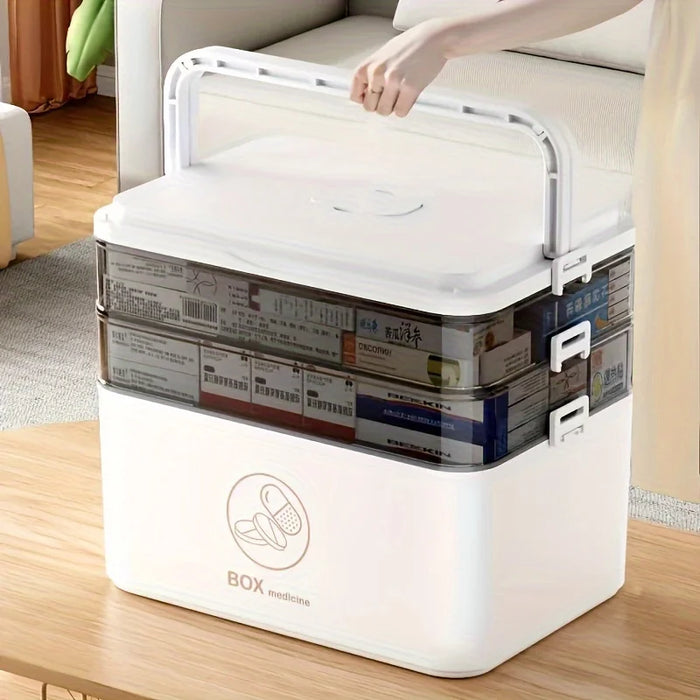 3-Tier Medicine Organiser – Leak‑Resistant Family Emergency Pill Box (Compact, Flip‑Top)