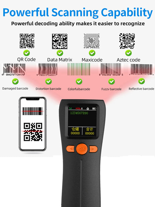 KR-A9 Mini Bluetooth 2D Barcode Scanner — Pocket QR & PDF417 Reader