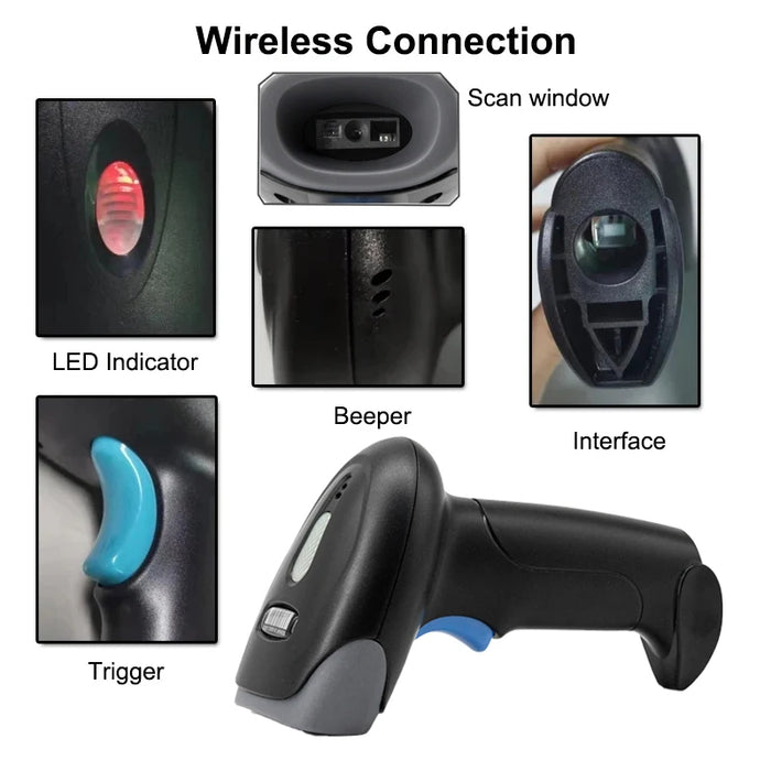 U20 Bluetooth & Wired 2D Barcode Scanner — Portable Handheld 1D/2D QR Reader