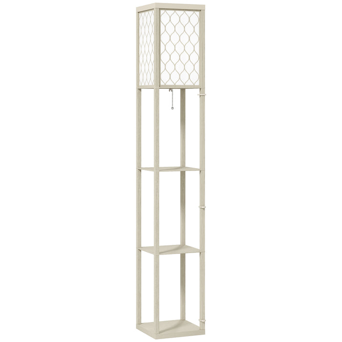 HOMCOM Three-Shelf Standing Lamp - Oak/White