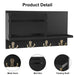 Wooden Wall-Mounted Key & Mail Organiser — Rustic Letter Sorter with 4 Key Hooks