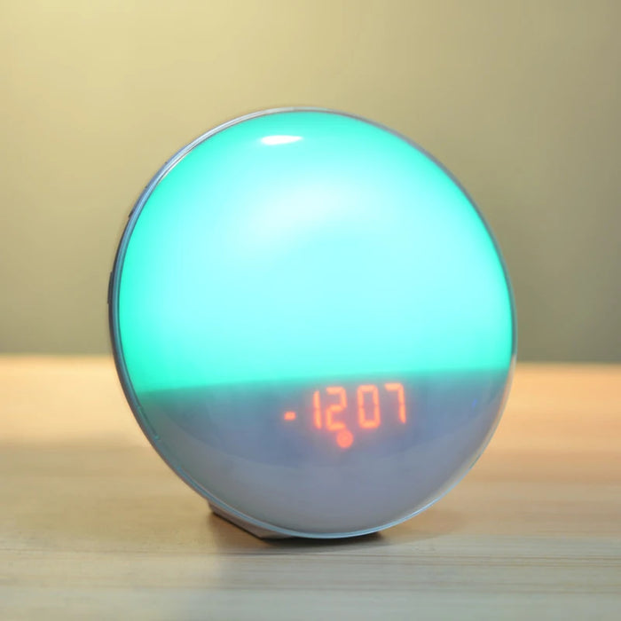 Wake Up Light Alarm Clock with Sunrise & Sunset, Dual Alarms, FM Radio, 7 Colours
