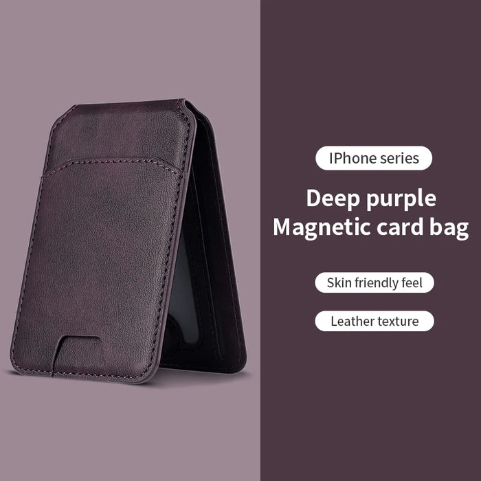 Magnetic PU Leather Wallet Phone Case with Stand and Card Pocket — MagSafe Compatible