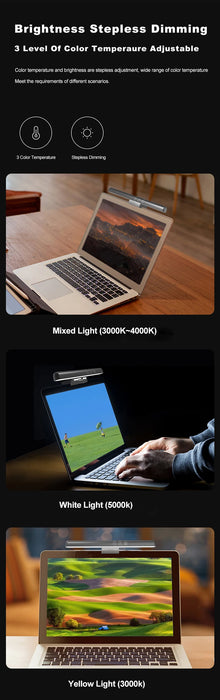 LED Monitor Light Bar — Dimmable 3‑Colour Reading Lamp