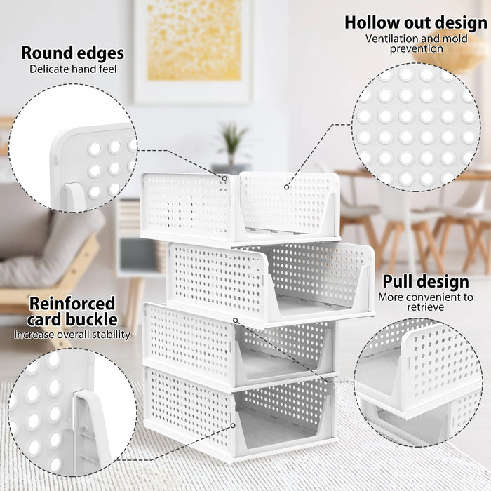 Wardrobe Storage Organiser — 4-Pack Stackable Slide Drawers