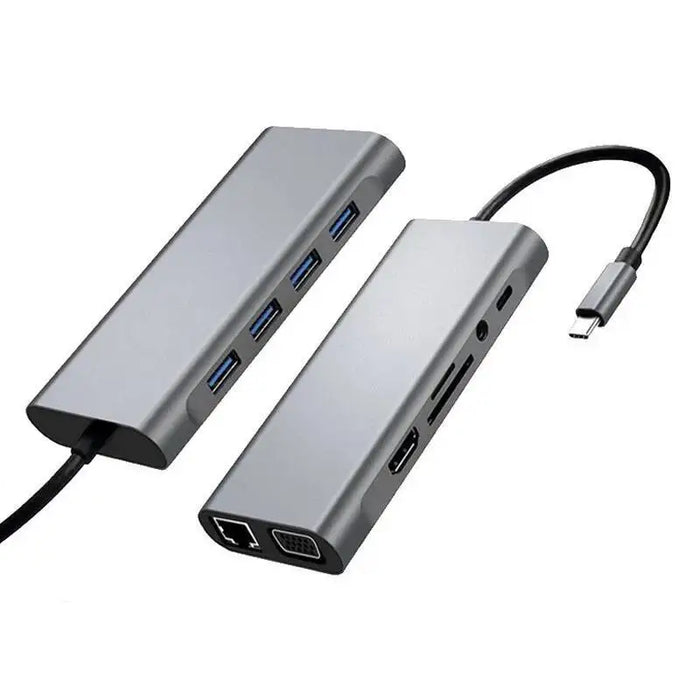 USB‑C 11‑in‑1 Docking Station — 4K HDMI, VGA, 100W PD, 100Mbps Ethernet, SD/TF & Audio for MacBook