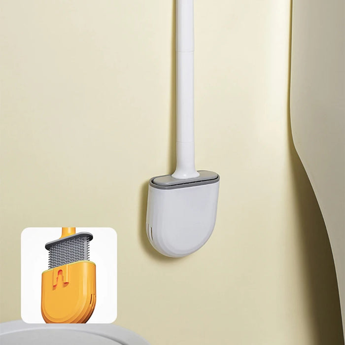 Wall-hanging Long-handle Toilet Brush with Silicone Head, 36×9×4 cm