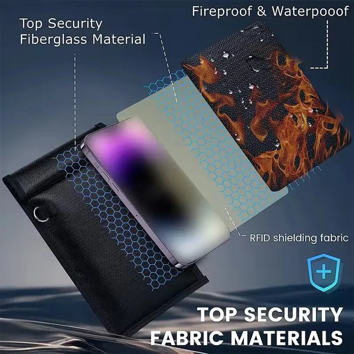 RFID & RF Signal Blocking Faraday Pouch — Waterproof, Fireproof Phone and Key Shield